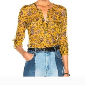 Isabel Marant Etoile Yellow and Purple Floral Blouse